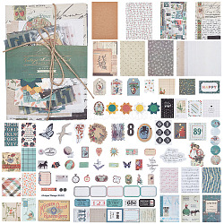 Scrapbook Tool Kits, Including Papr Pads, Paper Stickers, Paper Stickers, Cards, Bookmarks and Blank Label Stickers, for DIY Album Scrapbook, Background Paper, Diary Decoration, Mixed Color, packaging: 250x155x7mm(AJEW-WH0326-15)