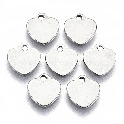 Non-Tarnish 201 Stainless Steel Charms, Laser Cut, Stamping Blank Tag, Heart, Stainless Steel Color, 8x7.5x0.7mm, Hole: 1.2mm(STAS-R116-012B)