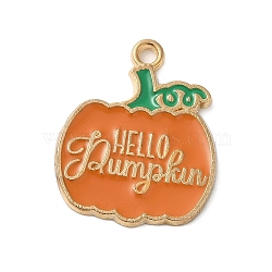 Thanksgiving Day Golden Tone Alloy Enamel Pendants, Pumpkin, 24x20x1.5mm, Hole: 2mm(ENAM-M002-02D-G)