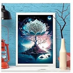 DIY Diamond Painting Stickers Kits For Kids, including Resin Rhinestone, Diamond Sticky Pen, Tray Plate, Glue Clay, Tree of Life, 400x300x0.2mm, Resin Rhinestone: 2.5x1mm, 18 color, 1bag/color, 18bags(DIY-G115-03D)