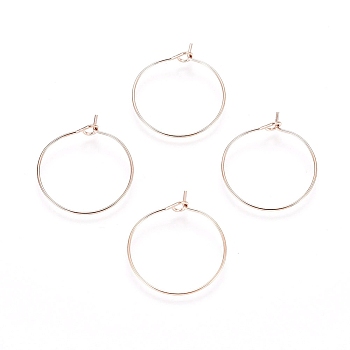 Ion Plating(IP) 316L Surgical Stainless Steel Hoop Earring Findings, Wine Glass Charms Findings, Rose Gold, 35x0.8mm, 20 Gauge