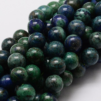 Natural Chrysocolla and Lapis Lazuli Beads Strands, Dyed, Round, 10mm, Hole: 1mm, about 40pcs/strand, 15.7 inch