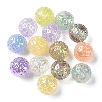 UV Plating Opaque Acrylic Beads, Iridescent, Round, Mixed Color, 16mm, Hole: 3mm