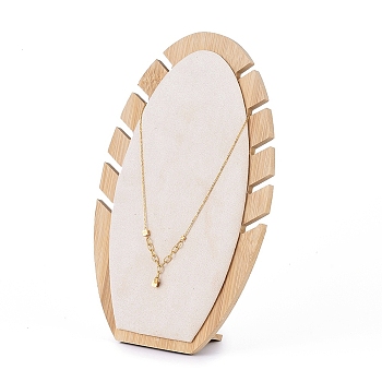 Bamboo Necklace Display Stand, L-Shaped Long Chain Display Stand, Oval, Microfibre, 16x27x1.6cm