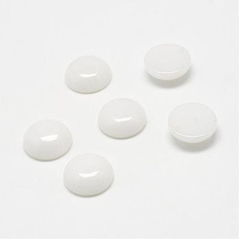 Natural White Jade Gemstone Cabochons, Half Round, 6x3mm