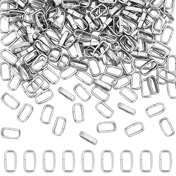 200Pcs 201 Stainless Steel Quick Link Connectors, Linking Rings, Closed but Unsoldered, Rectangle, Stainless Steel Color, 7.5x4.2x1.7mm, Inner Diameter: 6x2.7mm