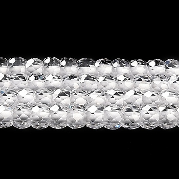 Cubic Zirconia Bead Strands, Faceted Rondelle, Clear, 3x2mm, Hole: 0.6mm, about 164~172pcs/strand, 14.57~14.88 inch(37~37.8cm)