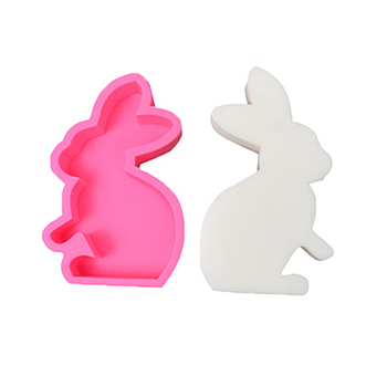Easter Rabbit DIY Candle Silicone Molds, Car Freshie Molds, for Aroma Beads, Scented Candle Making, Rabbit, 12.6x7.8x3.5cm, Inner Diameter: 11.5x6.9cm