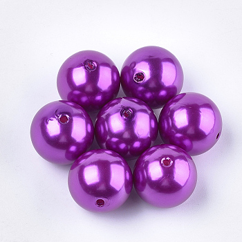 ABS Plastic Imitation Pearl Round Beads, Dark Violet, 10mm, Hole: 2mm, about 1000pcs/500g