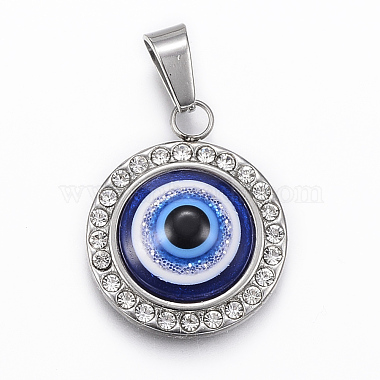 Stainless Steel Color Flat Round Stainless Steel+Resin Pendants