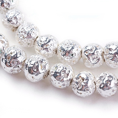 6mm Silver Round Lava Beads
