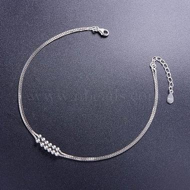 SHEGRACE Rhodium Plated 925 Sterling Silver Double Layered Anklet(JA55A)-3