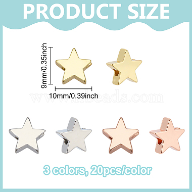 60Pcs 3 Colors Brass Beads(KK-PH0012-16)-2