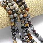 Natural Dendritic Opal Beads Strands, Round, 8.5~9mm, Hole: 0.9mm, about 46pcs/strand, 14.88''~15''(37.8~38.1cm)(G-R494-A23-03A)