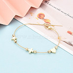 Adjustable Brass Beaded Slider Bracelets for Women, Heart & Cross & Star, Real 18K Gold Plated, Inner Diameter: 2-1/2 inch(6.4cm)(BJEW-T022-25G)
