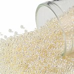 TOHO Round Seed Beads, Japanese Seed Beads, (147) Ceylon Light Ivory, 15/0, 1.5mm, Hole: 0.7mm, about 3000pcs/bottle, 10g/bottle(SEED-JPTR15-0147)