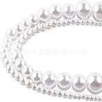 ABS Plastic Imitation Pearl Beads, Round, White, 105x92x20mm, 3~12x1.4~2.3mm, 899pcs/box(KY-AR0001-01)