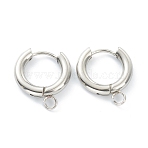 Tarnish Resistant 201 Stainless Steel Huggie Hoop Earring Findings, with Horizontal Loop and 316 Surgical Stainless Steel Pin, Stainless Steel Color, 18x16x3mm, Hole: 2.5mm, Pin: 1mm(STAS-P283-01C-P)