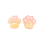 Glass Beads, Cat Footprint, Pink, 13.5x13.5x5.5mm, Hole: 1mm(LAMP-WH0004-09)
