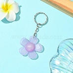 Flower Resin Keychain, with Iron Rings, Plum, 8.8cm(KEYC-YW00152-02)