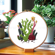 Cactus Pattern DIY Embroidery Starter Kits, including Embroidery Fabric & Thread, Needle, Instruction Sheet, Colorful, 290x290mm(DIY-P077-093)