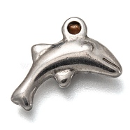 304 Stainless Steel Pendants, Dolphin, Stainless Steel Color, 11x17x3.5mm, Hole: 1.5mm(STAS-I170-46P)