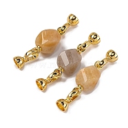 Rack Plating Brass and Topaz Jade Flod Over Clasps, Real 18K Gold Plated, 47mm(KK-B103-10G)