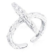 925 Sterling Silver Cross Open Cuff Ring for Women, Silver, US Size 5 1/4(15.9mm)(JR877A)