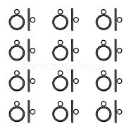 12Pcs 304 Stainless Steel Toggle Clasps, Round Ring, Electrophoresis Black, Ring: 19x14x2mm, Bar: 20x7x2mm, Hole: 3mm(STAS-UN0050-83)