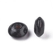 Natural Wood Beads, Flat Round, Lead Free, Dyed, Black, about 8mm in diameter, 4mm thick, hole: 2.5mm, about 13680pcs/1000g(TB139Y-5)