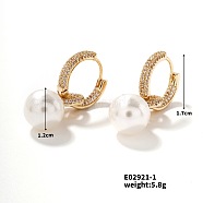 Elegant White Pearl Hoop Earrings for Women, Simple and Stylish Design, Golden, 17x12mm(AT1508)