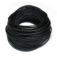 Leather Braided Cord, Black, 5mm, about 54.68 yards(50m)/bundle(WL-Q005-5mm-60)