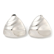 Rack Plating Brass Stud Earrings, Long-Lasting Plated, Lead Free & Cadmium Free, Triangle, Platinum, 26x27mm(EJEW-M247-20P)