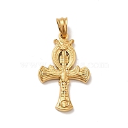 Ion Plating(IP) 304 Stainless Steel Pendants, Cross Charms, Golden, 33.5x21x3mm, Hole: 5x7mm(STAS-G275-04G)