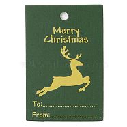 Rectangle Paper Gift Tags, for Christmas, Green, Deer, 6x4x0.02cm(CDIS-F008-01F)