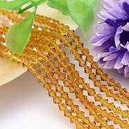 Faceted Imitation Austrian Crystal Bead Strands, Grade AAA, Bicone, Goldenrod, 4x4mm, Hole: 0.7~0.9mm, about 200pcs/strand, 28 inch(G-M180-4mm-07A)