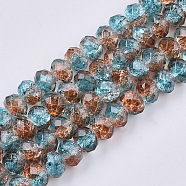 Transparent Crackle Spray Painted Glass Beads Strands, Faceted, Rondelle, Colorful, 8x6mm, Hole: 1.2mm, about 67~70pcs/strand, 16.34 inch(DGLA-T001-008C)