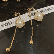 Letter Bee Ball Plastic Imitation Pearl Dangle Stud Earrings, Golden Tone Tassel Earrings for Women(FQ2091)