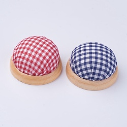 Cloth Needle Pin Cushions, with Wood and Foam inside, Half Round/Dome, Mixed Color, 72x40~45mm, Half Hole: 3mm(TOOL-R115-05)