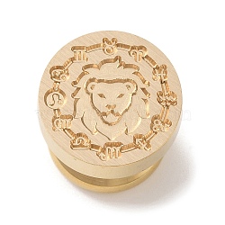 Golden Plated Round Shaped Wax Seal Brass Stamp Head, for Wax Seal Stamp, Constellation, Leo, 15x14mm, Hole: 7mm(STAM-K002-01G-07)