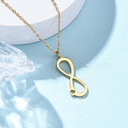 304 Stainless Steel Infinity Heart Pendant Necklaces for Women, Ion Plating(IP), Golden, 17.87 inch(45.4cm)(NJEW-Z065-02G)