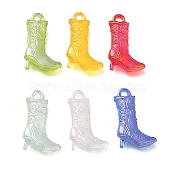 Transparency Acrylic Pendants, High Heel Shoes, Mixed Color, 26.5x16.5x6.5mm, Hole: 3mm(TACR-R002-01A)