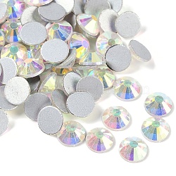 Glass Flat Back Rhinestone, Grade A, Back Plated, Faceted, Half Round, Crystal AB, 7.1~7.3mm, about 288pcs/bag(X-RGLA-C002-SS34-101)