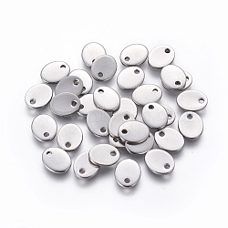 304 Stainless Steel Charms, Stamping Blank Tag, Oval, Stainless Steel Color, 9x7x1mm, Hole: 1.4mm(STAS-L234-065C)