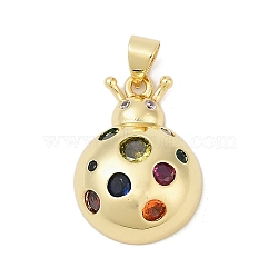 Brass Micro Pave Cubic Zirconia Pendants, Ladybug Charms, Real 18K Gold Plated, 21.5x15.5x6mm, Hole: 4.3x3.4mm(KK-A241-03G)