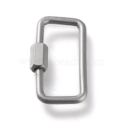 Non-Tarnish 304 Stainless Steel Screw Carabiner Lock Charms, for Necklaces Making, Quick Links, Rectangle, Stainless Steel Color, 25.5x14.5x4mm, Screw: 7x4.5x4mm(STAS-K195-01P)