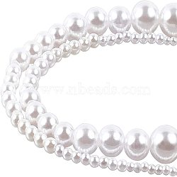 ABS Plastic Imitation Pearl Beads, Round, White, 105x92x20mm, 3~12x1.4~2.3mm, 899pcs/box(KY-AR0001-01)