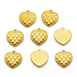 201 Stainless Steel Pendants, Heart, Golden, 15x14.5x2mm, Hole: 1mm(STAS-S105-LA446)