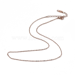 Ion Plating(IP) 304 Stainless Steel Cable Chain Necklace for Men Women, Rose Gold, 15.75 inch(40cm)(NJEW-K245-014C)