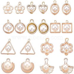 ABS Plastic Imitation Pearl Pendants, with UV Plating Acrylic Findings, Mixed Shapes, Light Gold, 82x82x27mm(PACR-NB0001-02)